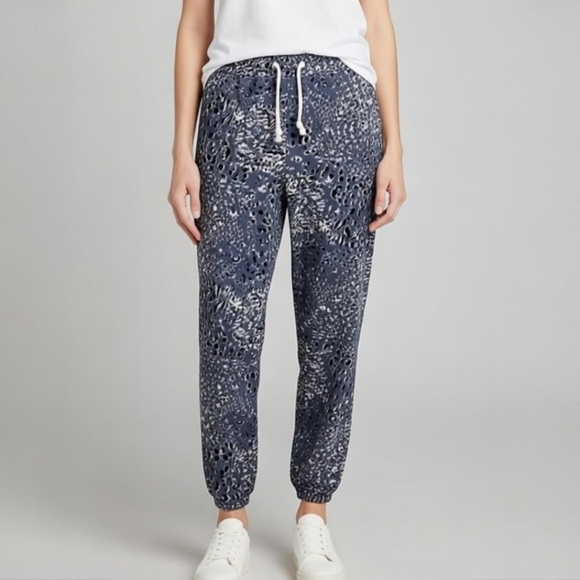 Sundry Pants - SUNDRY x Anthro Leopard Print Jogger Sweatpants Grey Charcoal Size 1 (Small)